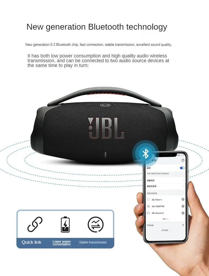 JBL Boombox 3 Wireless Bluetooth Speaker – Portable Strong Subwoofer, Waterproof High Fidelity Sound for Outdoor Use - ZAMAR AUDIO SOLUTIONS