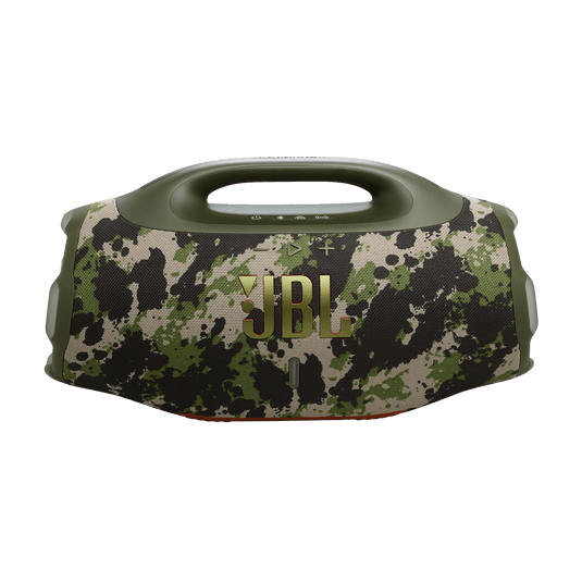 JBL Boombox 4 Kenya built-in carry handle and USB-C powerbank port side view