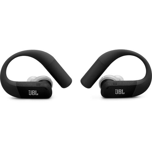 JBL Endurance Peak 4 Kenya pair of black sport earbuds, front view
