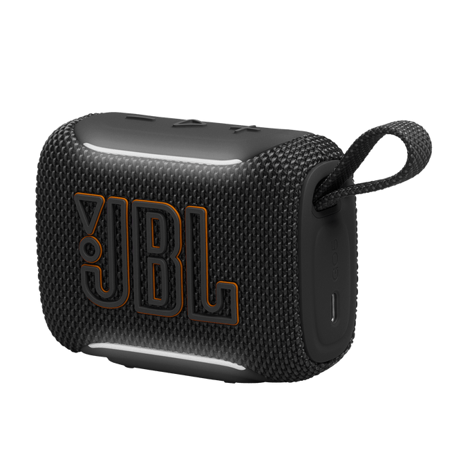 JBL Go 5 Bluetooth Speaker with edge lighting in black