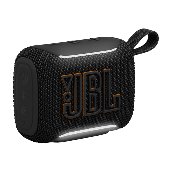 JBL Go 5 Bluetooth Speaker with edge lighting in black