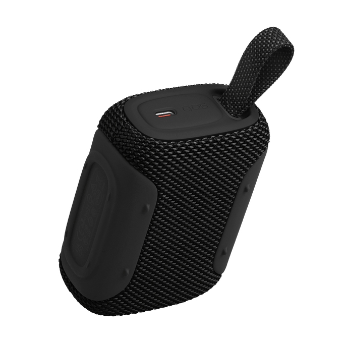JBL Go 5 Bluetooth Speaker with edge lighting in black