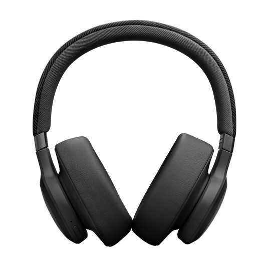 JBL Live 770NC Kenya black over-ear headphones front view showing fabric headband and cushioned earcups