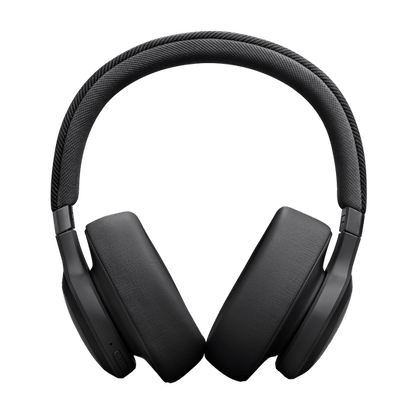 JBL Live 770NC Kenya black over-ear headphones front view showing fabric headband and cushioned earcups
