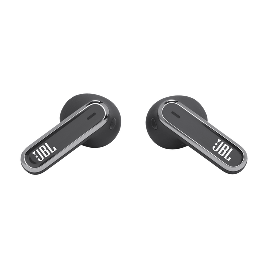 JBL Live Flex Kenya both earbuds side profile view showing slim JBL stem design and chrome trim detail
