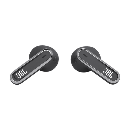 JBL Live Flex Kenya both earbuds side profile view showing slim JBL stem design and chrome trim detail