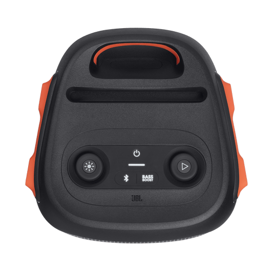 JBL PartyBox 110 Kenya — top-down view showing control panel with power, Bass Boost, Bluetooth and light buttons
