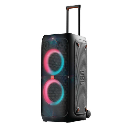 JBL PartyBox 310 Kenya front view showing speaker grille and dynamic LED light show panel