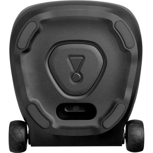 JBL PartyBox 330 Kenya bottom view showing dual transport wheels and base panel