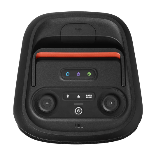 JBL PartyBox Club 120 Kenya top panel with power, Bluetooth, bass boost and lightshow control buttons
