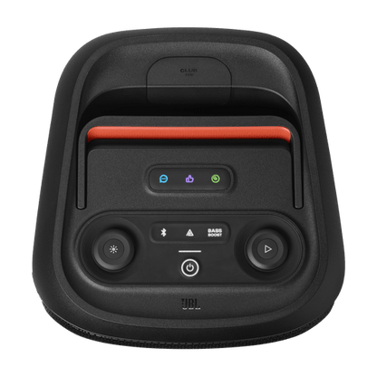JBL PartyBox Club 120 Kenya top panel with power, Bluetooth, bass boost and lightshow control buttons