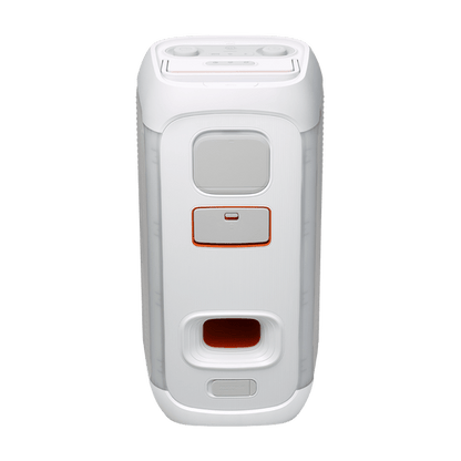 JBL PartyBox Club 120 Kenya white Sensation edition rear view showing connections and battery door