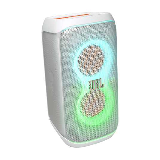 JBL PartyBox Club 120 Kenya white Sensation edition front view with active lightshow display
