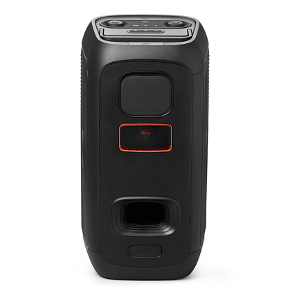 JBL PartyBox Club 120 Kenya rear view showing battery compartment and top control panel