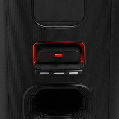 JBL PartyBox Stage 320 Kenya top control panel with mic, bass, treble, echo knobs and Bluetooth button