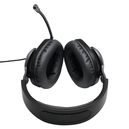 JBL Quantum 100 wired gaming headset detachable boom microphone close-up view