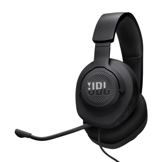 JBL Quantum 100M2 wired gaming headset front view showing headband and ear cushions