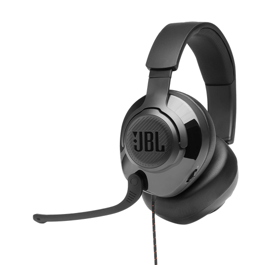 JBL Quantum 300 gaming headset side profile showing memory foam cushions