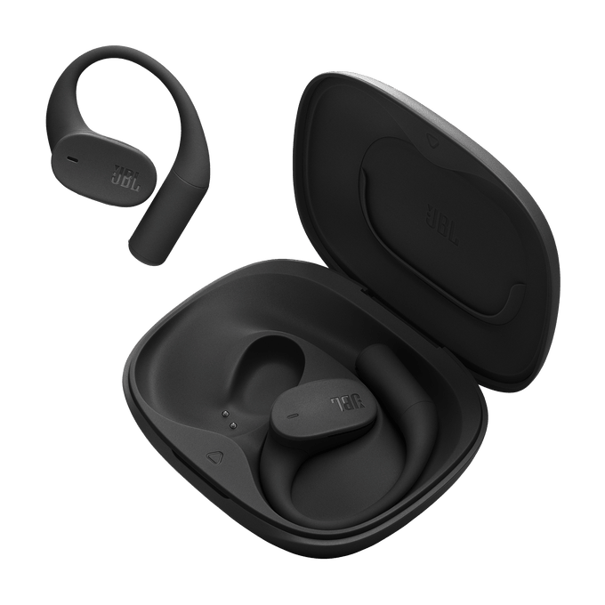 JBL Sense Lite open-ear headphones Kenya charging case and earbuds on flat surface