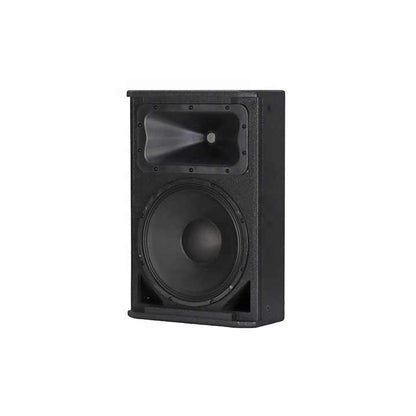 JBL SRX712M stage monitor Kenya upright cabinet showing 12-inch woofer and compression driver horn, no grille internal view