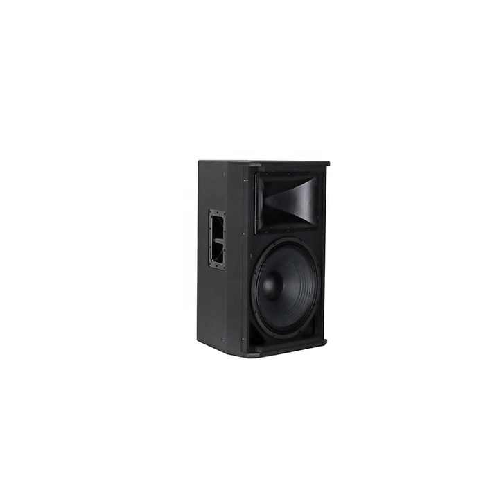 JBL SRX715 PA speaker Kenya three-quarter view showing horn tweeter and 15-inch woofer on black cabinet