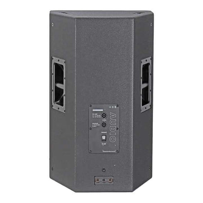 JBL SRX715 PA speaker Kenya rear view showing dual Speakon connectors, crossover panel and side handles