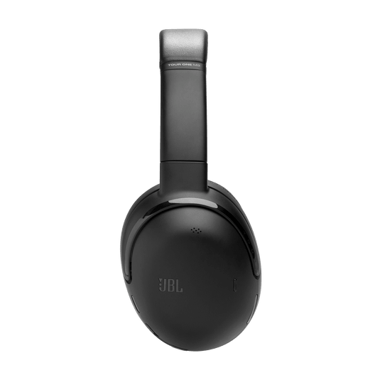 JBL Tour One M3 side profile showing foldable hinge and JBL-branded ear cup, black, Kenya