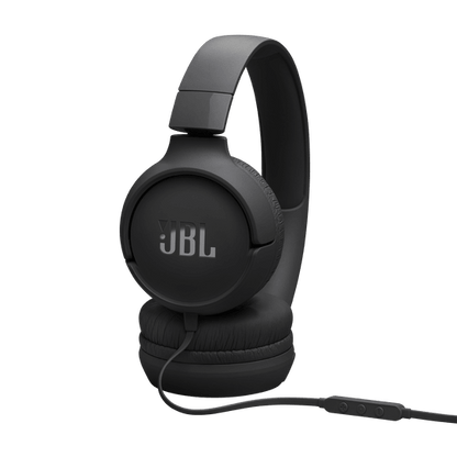 JBL Tune 520C Kenya black on-ear headphones folded flat showing both earcups collapsed and JBL branding