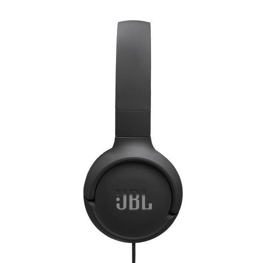 JBL Tune 520C Kenya black on-ear headphones flat side profile view showing earcup depth and headband`
