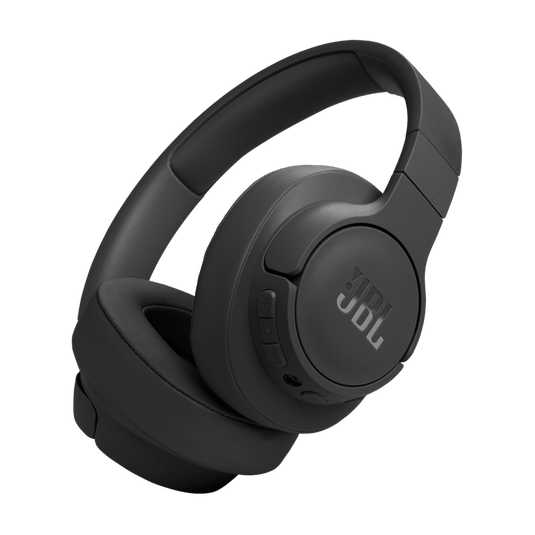 JBL Tune 770NC Kenya black colorway angled three-quarter view showing JBL logo on right ear cup and padded headband