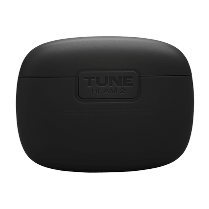 JBL Tune Beam 2 Kenya closed charging case rear view showing Tune Beam 2 embossed model name label`