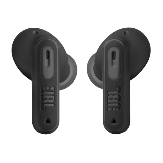 JBL Tune Beam 2 Kenya both earbuds front-facing view showing stem design, touch controls and JBL branding