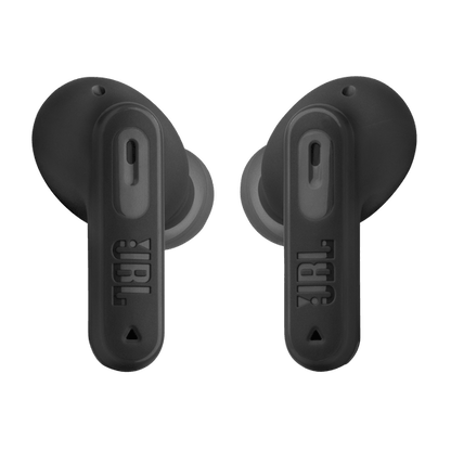 JBL Tune Beam 2 Kenya both earbuds front-facing view showing stem design, touch controls and JBL branding