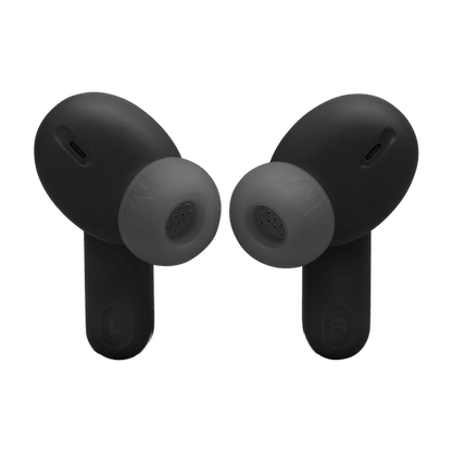 JBL Tune Beam 2 Kenya both earbuds front-facing view showing stem design, touch controls and JBL branding