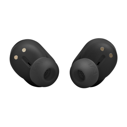 JBL Tune Buds 2 Kenya both earbuds back view showing magnetic contact pins and eartips