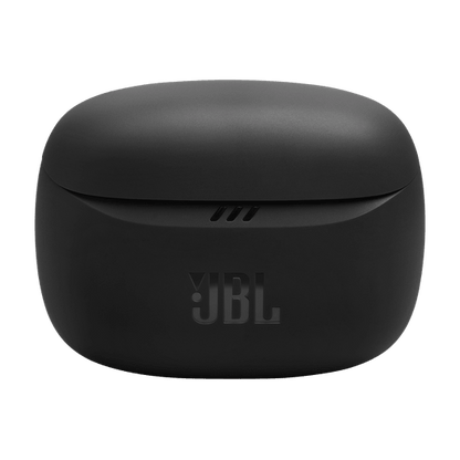 JBL Tune Buds 2 Kenya black charging case front view with JBL logo embossed on lid