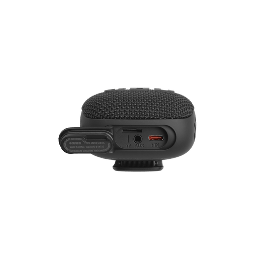 JBL Wind 3 Kenya side view showing aux-in port and USB-C charging port with mount clip