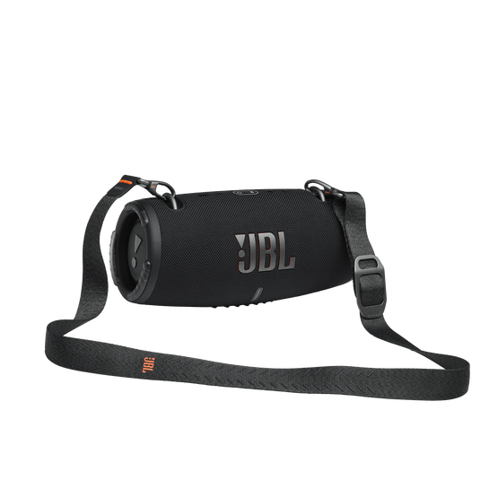 JBL Xtreme 3 Kenya side profile showing dual bass radiators and shoulder strap design
