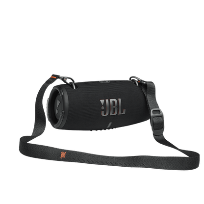 JBL Xtreme 3 Kenya side profile showing dual bass radiators and shoulder strap design