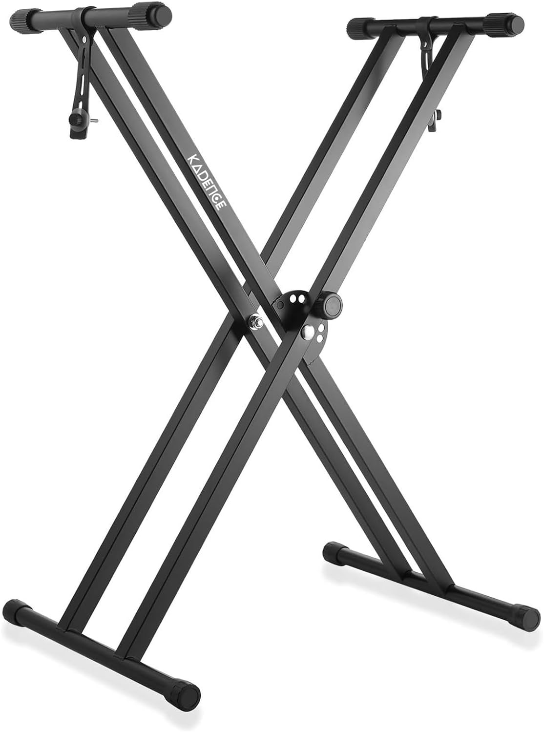 double-braced keyboard stand Kenya — full front view of assembled X-style steel frame with rubber end caps