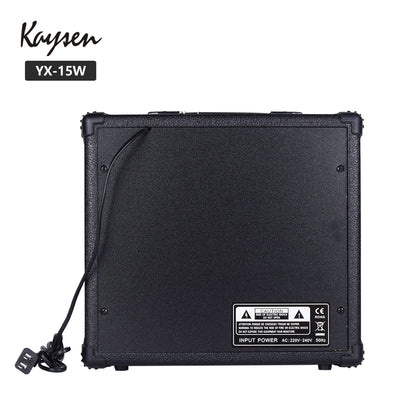 Rear view of Kaysen guitar amplifier Kenya with power cable and 220-240V input rating label