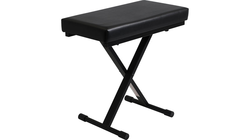 keyboard bench Kenya — full front-angle view of black padded X-frame adjustable seat on white background