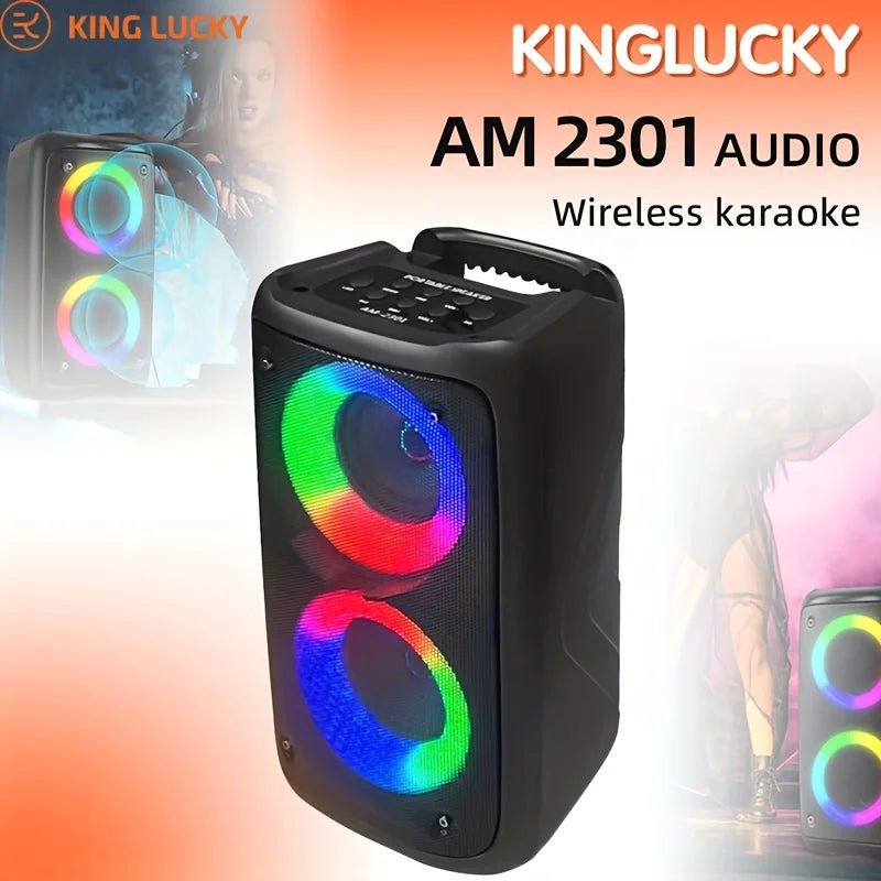 Kinglucky AM-2301 Bluetooth speaker Kenya front view showing dual speaker grille and top control panel
