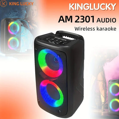 Kinglucky AM-2301 Bluetooth speaker Kenya front view showing dual speaker grille and top control panel