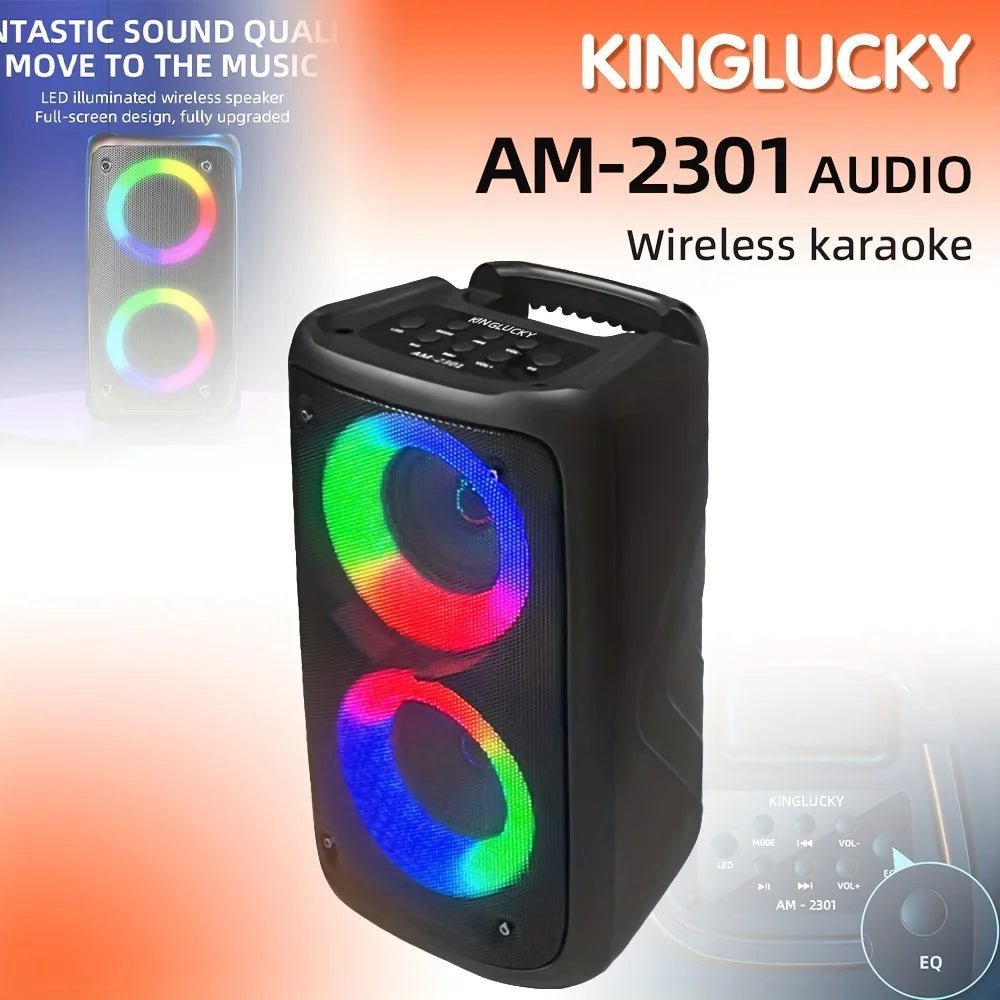 AM-2301 Audio wireless karaoke Bluetooth speaker Kenya product hero shot with control panel inset