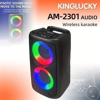 AM-2301 Audio wireless karaoke Bluetooth speaker Kenya product hero shot with control panel inset