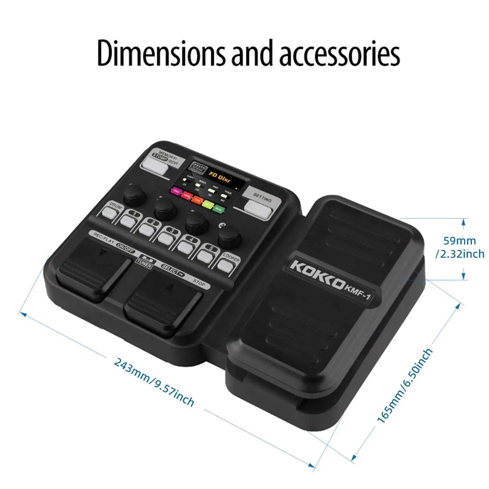 KOKKO KMF - 1 Guitar Multi - Effects Pedal – Expression Pedal, Drum Machine, Recorder, Effects Processor, Tuner - ZAMAR AUDIO SOLUTIONS
