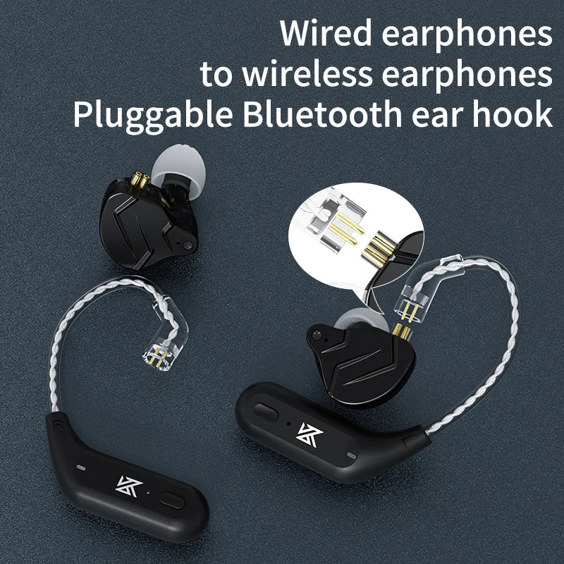 KZ AZ09 Bluetooth earhook Kenya — single module attached to IEM showing 2-pin connector close-up