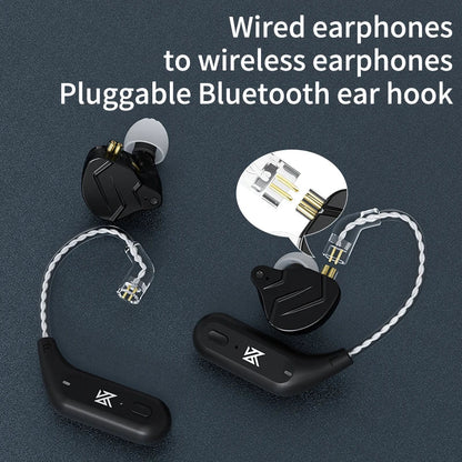 KZ AZ09 Bluetooth earhook Kenya — single module attached to IEM showing 2-pin connector close-up