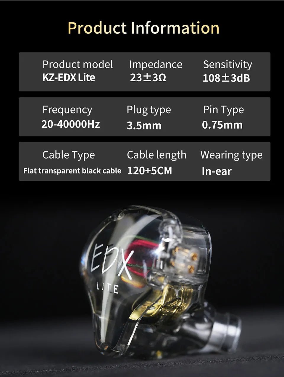 KZ EDX Lite Hi - Fi In - Ear Earphones – Bass Stereo Monitor Earbuds for Music, Gaming & Stage Performance - ZAMAR AUDIO SOLUTIONS
